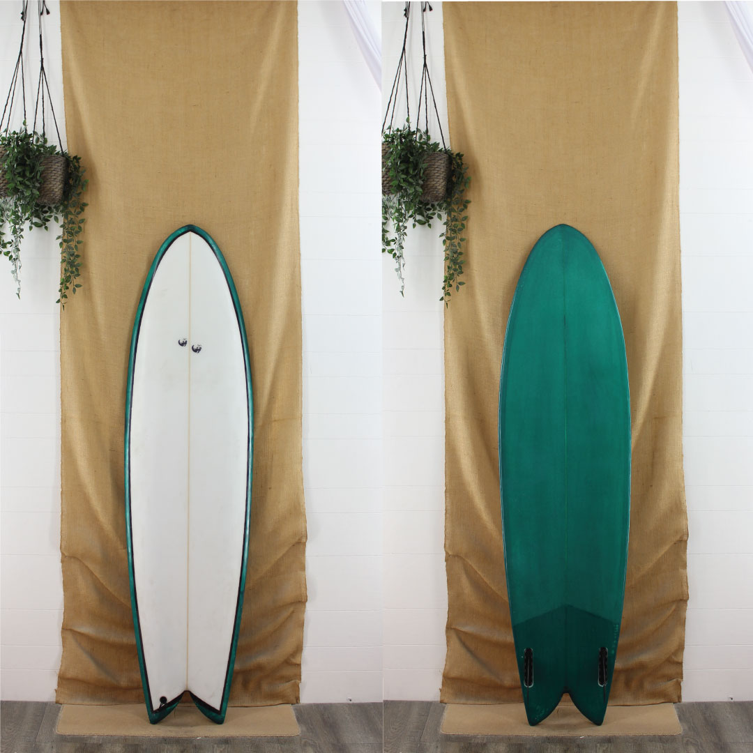USED Otter Otter fish 6'6" x 20 1/2" x 3" POLY green resign twin fin