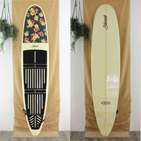 USED Stewart HydroHull longboard 9' x 23" x 2 3/4" POLY with custom flower pad. Full deck pad