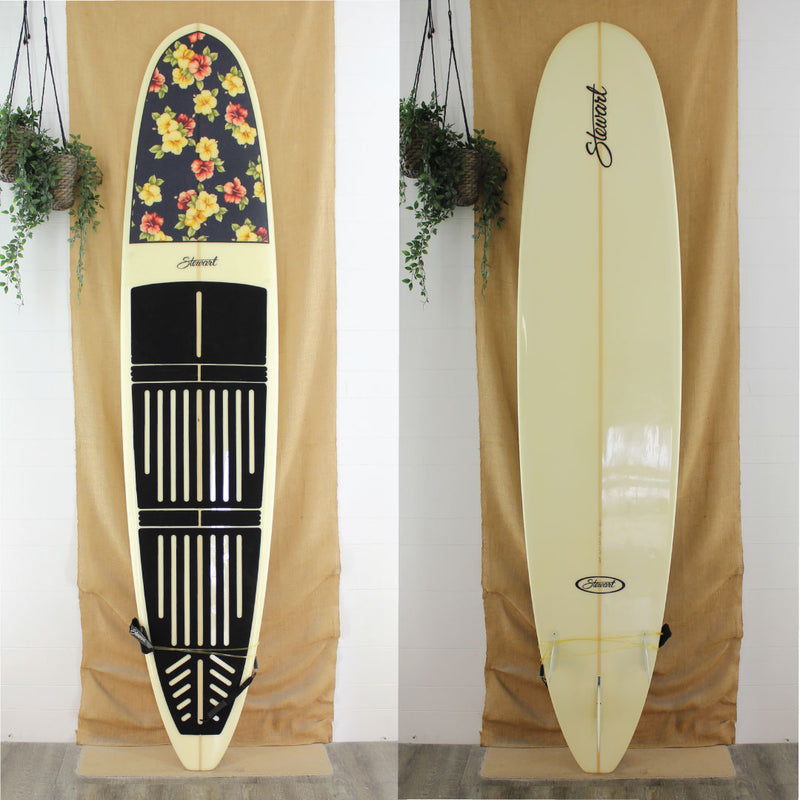 USED Stewart HydroHull longboard 9' x 23" x 2 3/4" POLY with custom flower pad. Full deck pad
