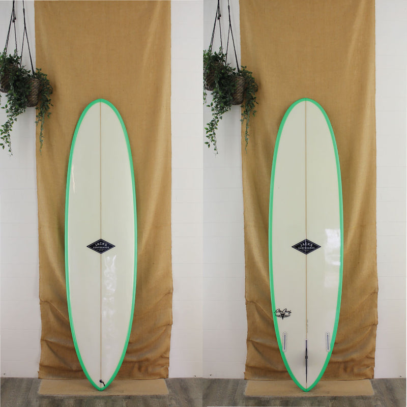 USED Jack's Funboard Midlength 7' x 21" x 2 3/4" POLY with green rails 2 + 1