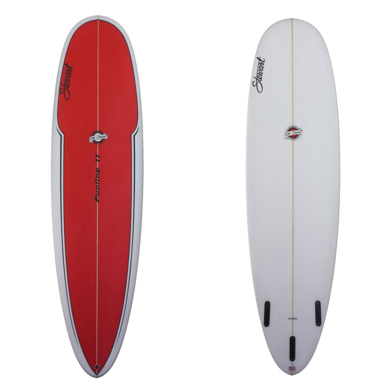 Stewart Mid-Length 7'0" Funline 11 (7'0", 22", 3") B#128564 with a red deck panel 