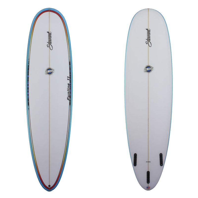 Stewart Surfboards Mid-Length 7'0" Funline 11 (7'0", 22", 3") B#128565 with rainbow spray painted rails