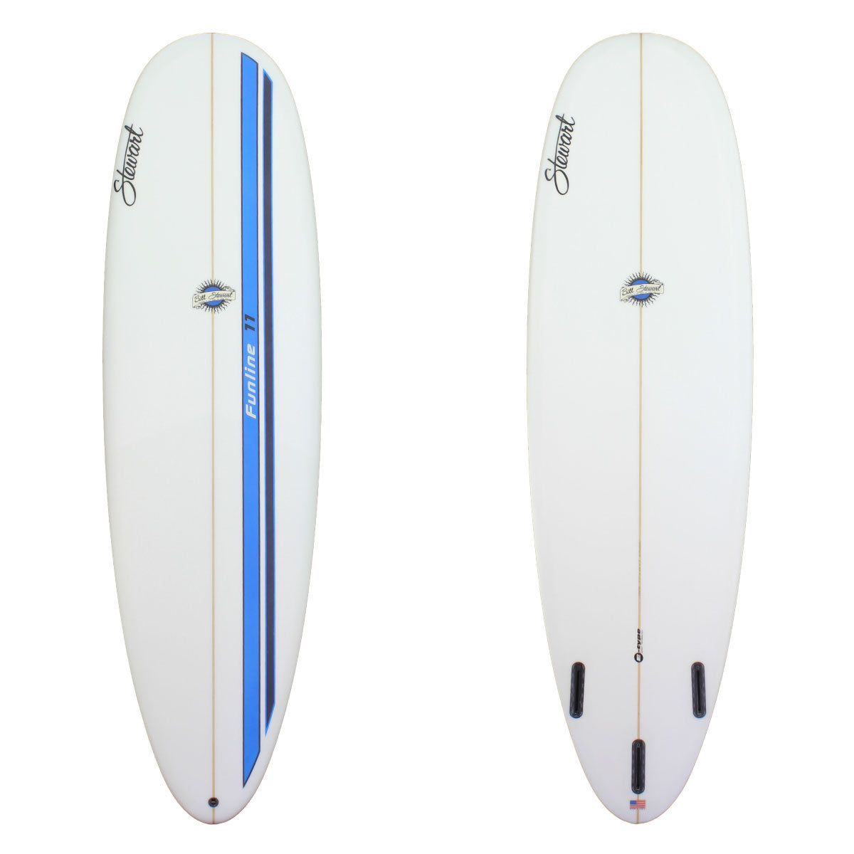 7'0" Funline 11 Mid-Length (7'0", 22", 3") B#127579 clear with blue racing stripe