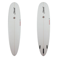 stewart funline 11 midlength surfboard clear with red logos 