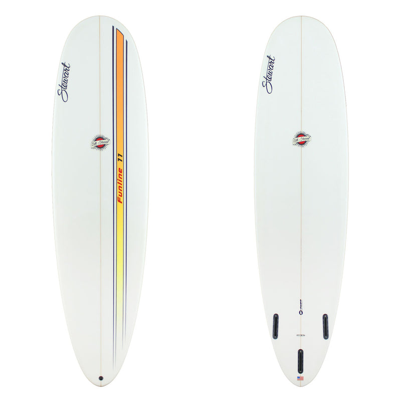 Stewart Mid-Length 7'0" Funline 11 (7'0", 22", 3") B#129029 with orange and yellow acing stripe on the deck