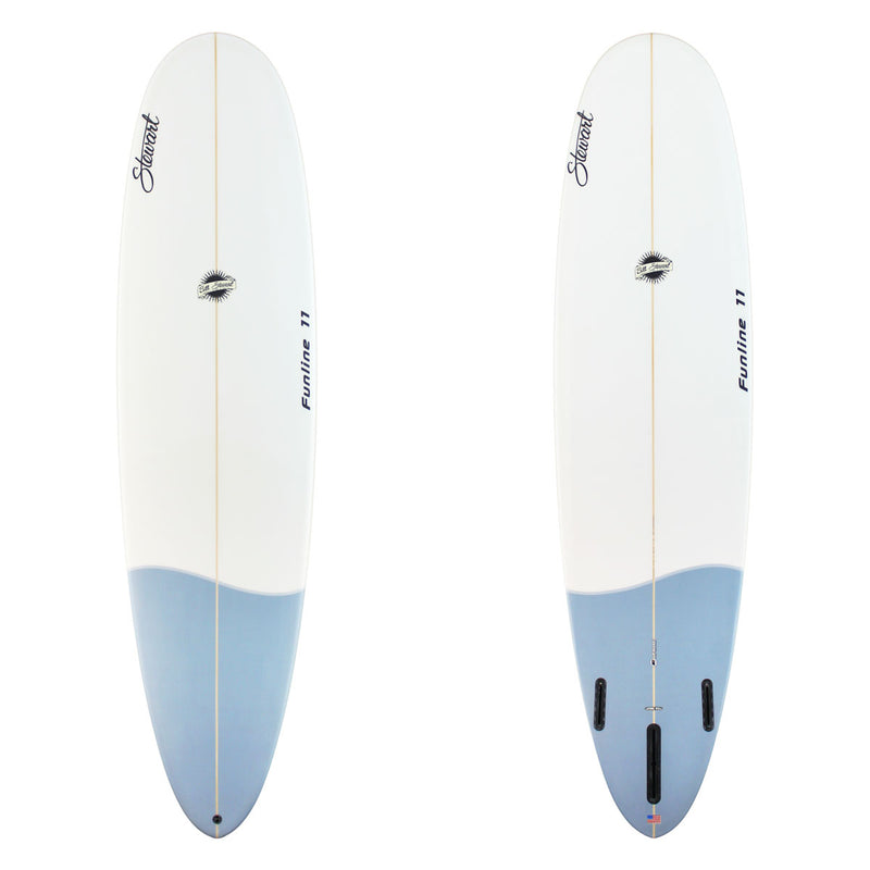 Stewart Mid-Length 7'6" Funline 11 (7'6", 22 1/2", 3") B#129468 with a gray tail dip on the top and bottom