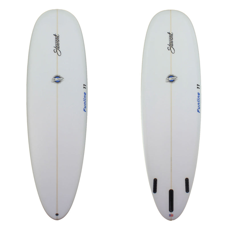 Stewart 7'0" Funline 11 Mid Length clear deck and clear bottom with blue logos (7'0", 22", 3") B#127577
