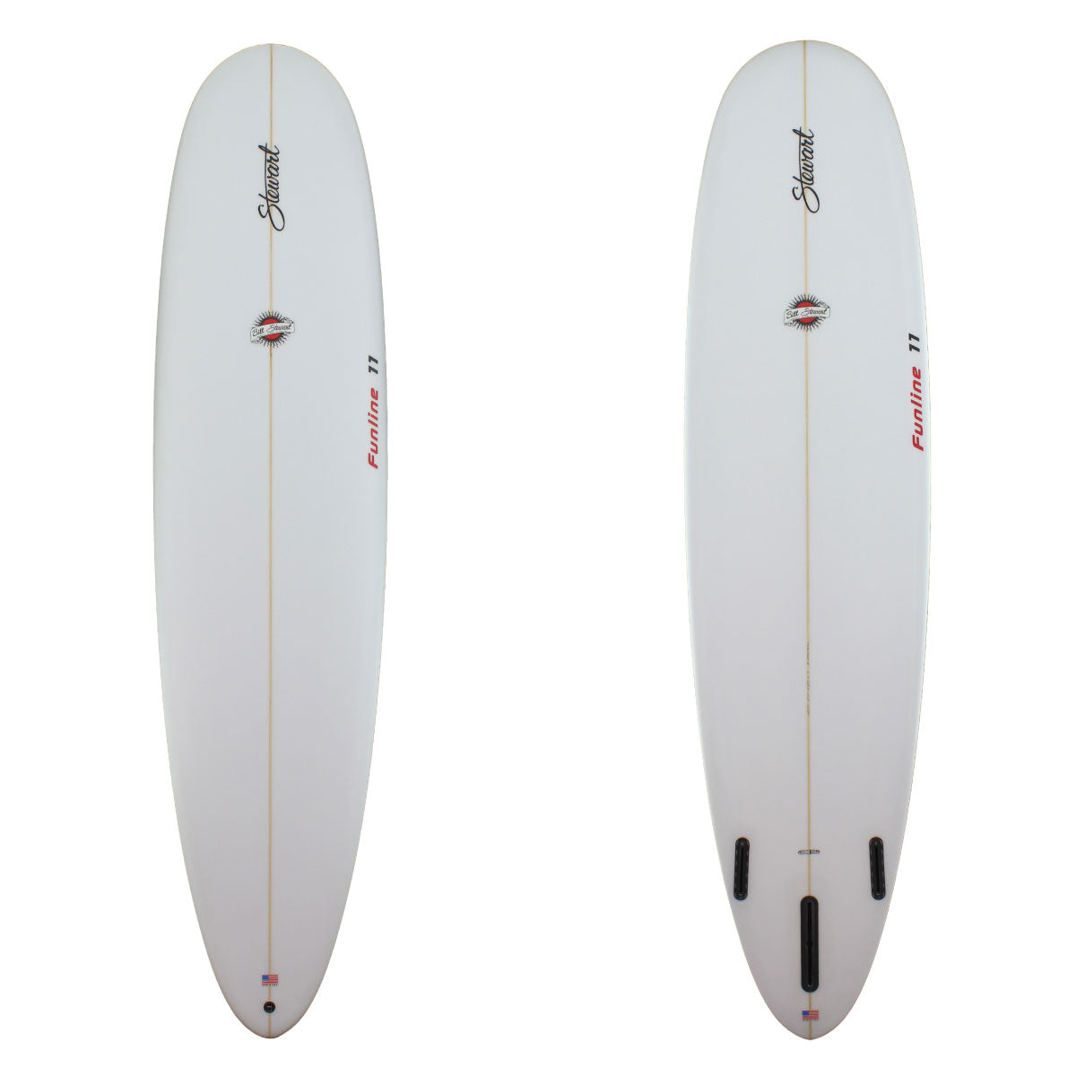 STEWART FUNLINE 11 MID LENGTH WITH CLEAR GLASSJOB AND RED LOGOS 