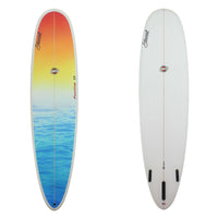 Stewart 8'0" Funline 11 Midlength with blue ocean streaks to orange and red fade on deck and clear bottom (8'0", 23", 3") B#128238