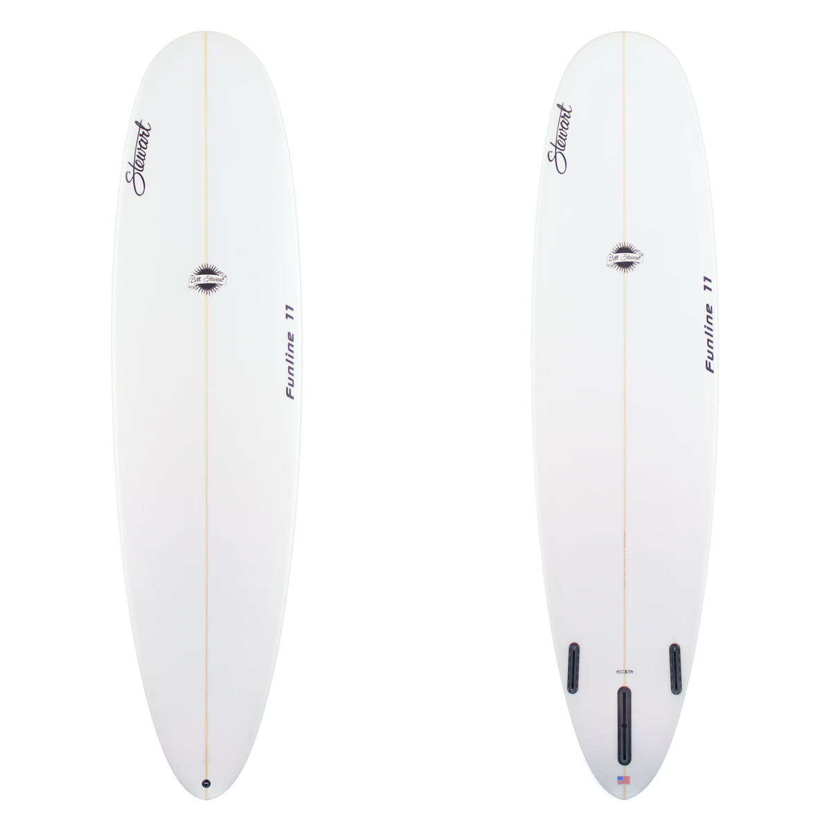 STEWART REDLINE 11 LONGBOARD SURFBOARD clear glassjob black logos 