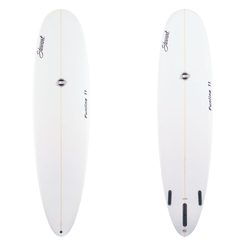 STEWART REDLINE 11 LONGBOARD SURFBOARD clear glassjob black logos 
