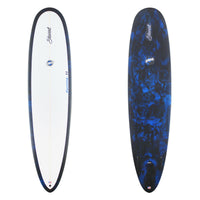 Stewart Mid-Length 8'0" Funline 11 (8'0", 23", 3") B#129160 with a black and blue resign swirl on the bottom and rails