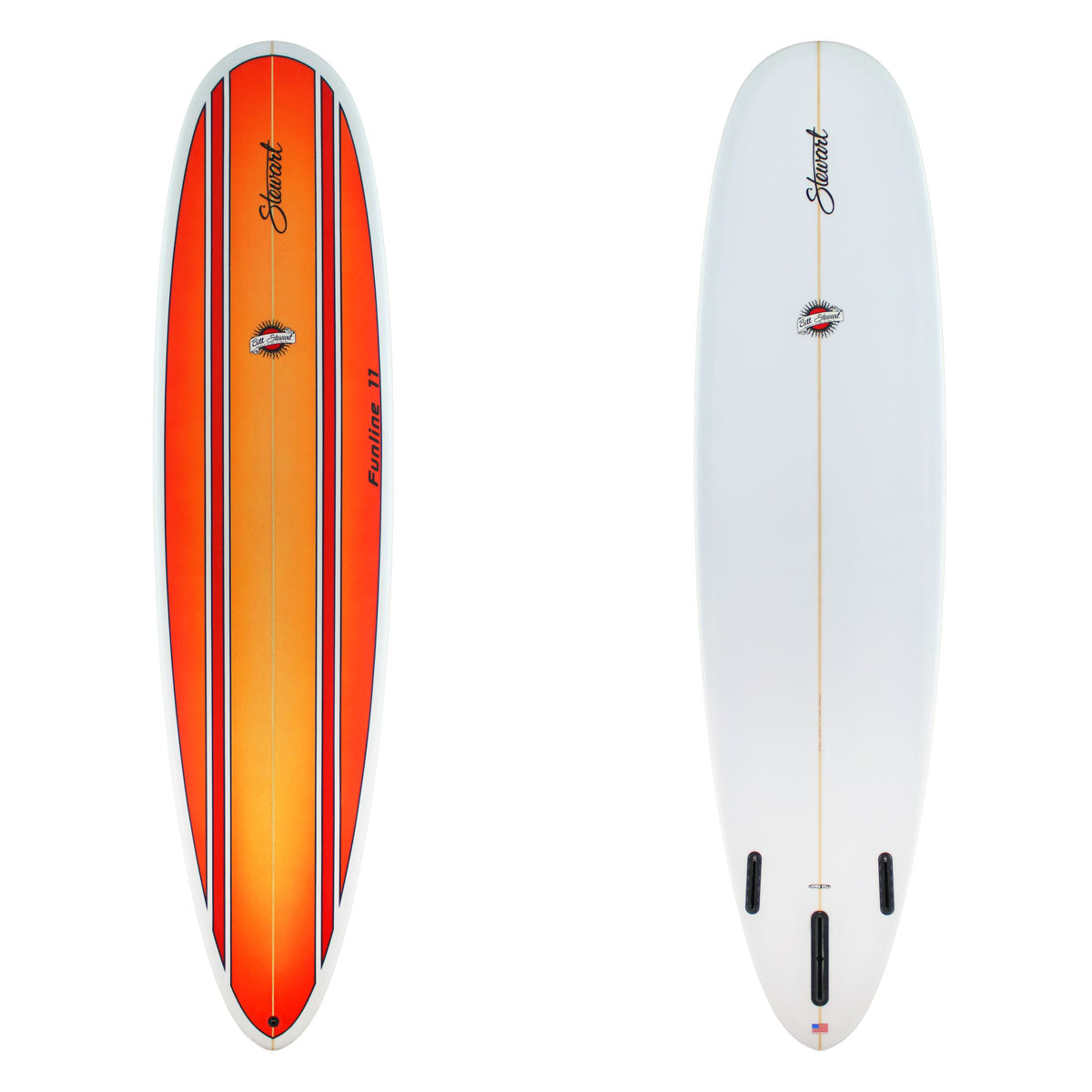 Stewart Mid-Length 8'0" Funline 11 (8'0", 23", 3") B#129221 with red and orange panels on the deck