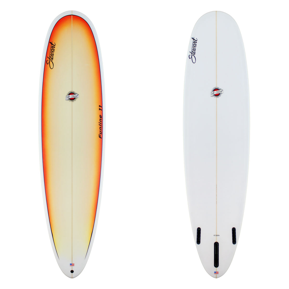 Stewart Mid-Length 7'6" Funline 11 (7'6", 22 1/2", 3") B#129240 with orange  to white clear panel on the deck