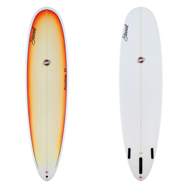 Stewart Mid-Length 7'6" Funline 11 (7'6", 22 1/2", 3") B#129240 with orange  to white clear panel on the deck