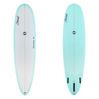 Stewart Mid-Length 7'6" Funline 11 (7'6", 22 1/2", 3") B#129241 with a light blue teal resign tint on the bottom and rails