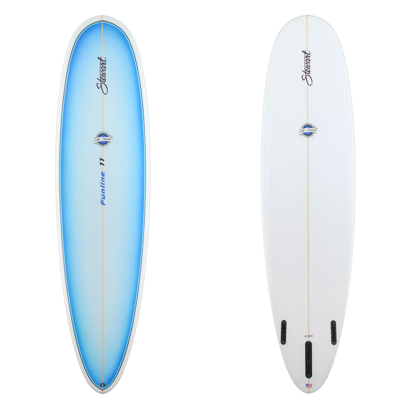 Stewart Mid-Length 7'6" Funline 11 (7'6", 22 1/2", 3") B#129590 with a blue fade panel on the deck