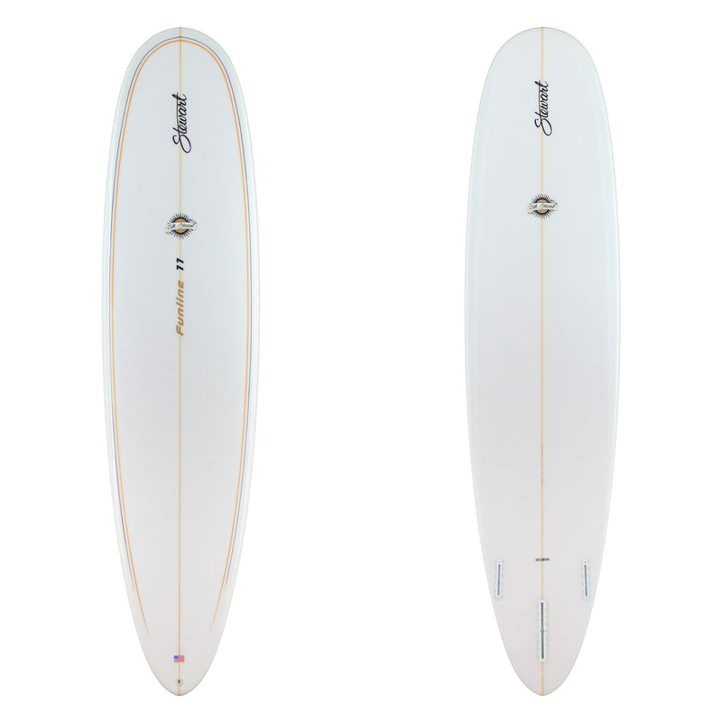 Stewart Mid-Lenghth 8'0" Funline 11 (8'0", 23", 3") B#129768 Gloss & Polish with a gold and black pin line on the deck