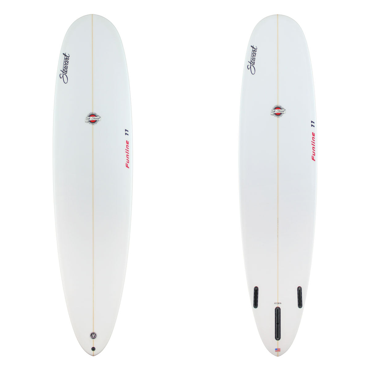 Stewart Mid-Length 8'0" Funline 11 (8'0", 23", 3") B#129922 clear and sanded only with red logos