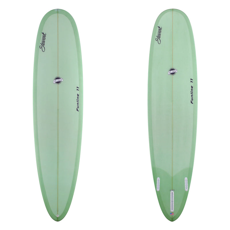 Stewart Mid-Length 8'0" Funline 11 (8'0", 23", 3") B#129923 with a sage green resin tint 