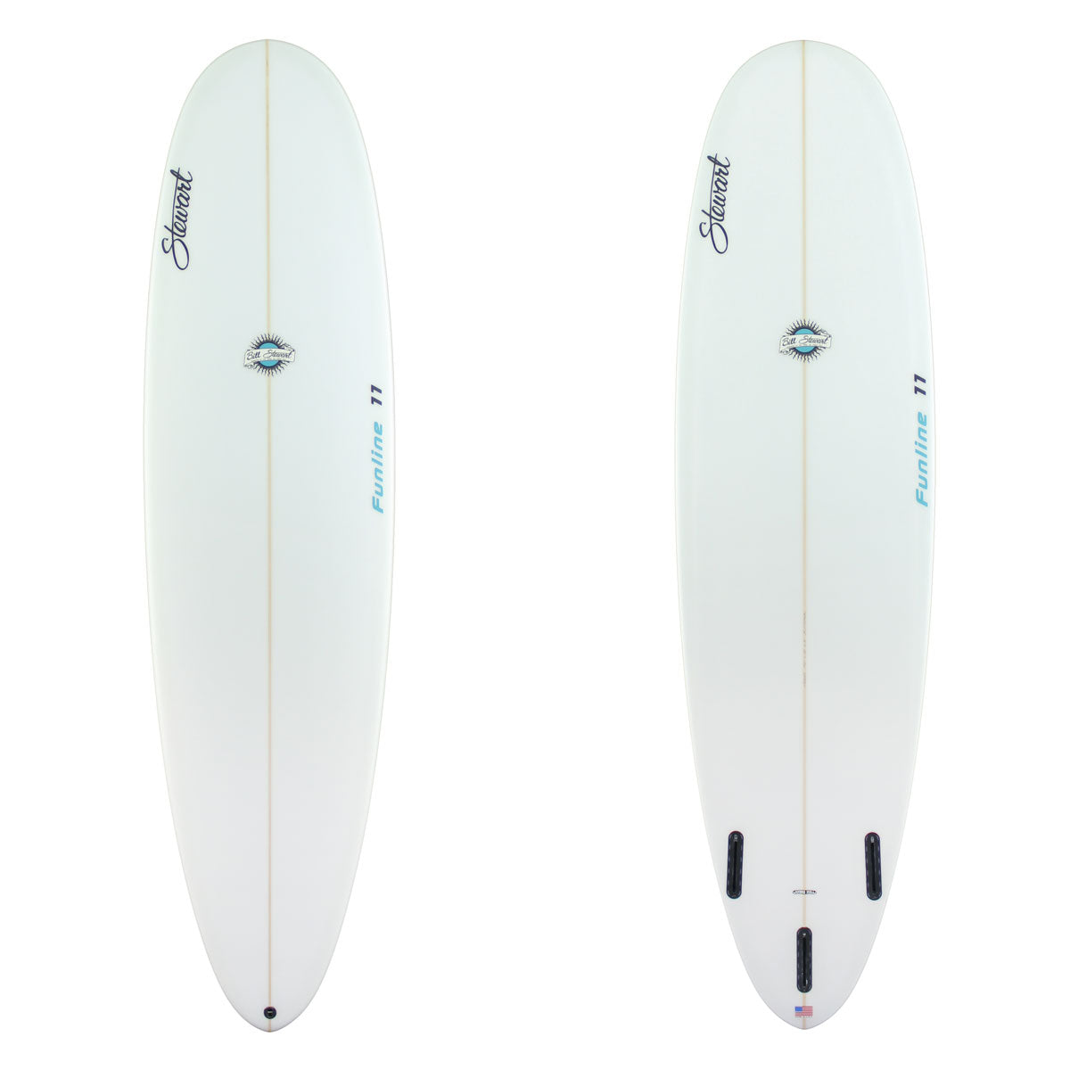 Stewart Mid-Length 7'2" Funline 11 (7'2", 22", 3") B#130062 clear and sanded only with light blue logos