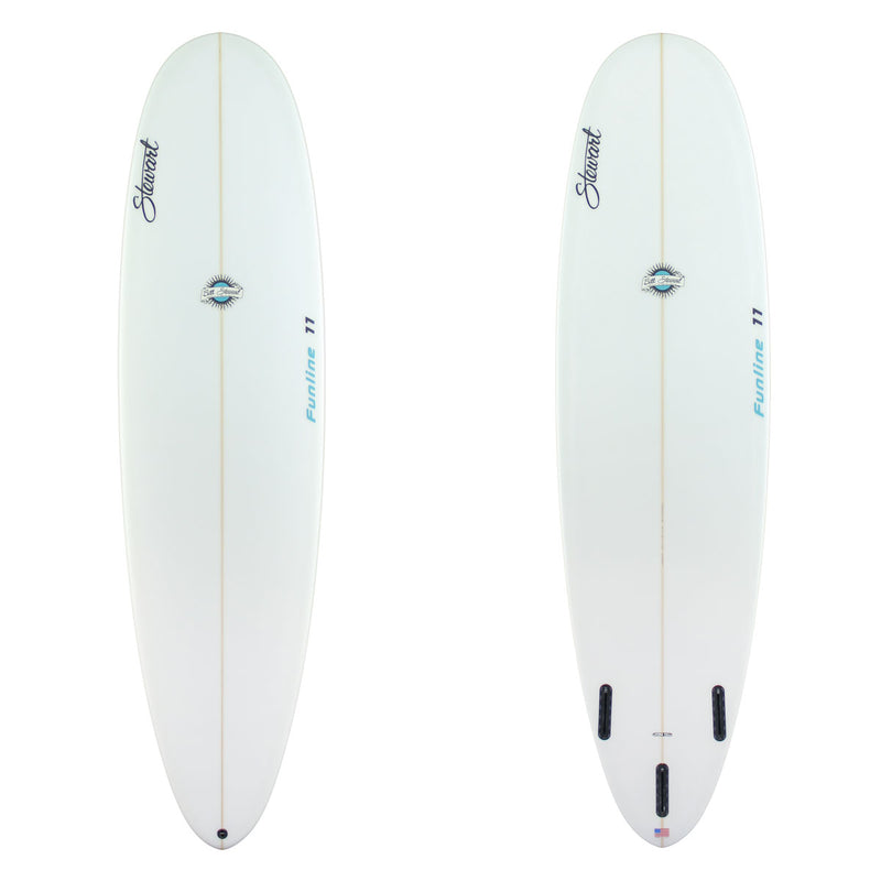 Stewart Mid-Length 7'2" Funline 11 (7'2", 22", 3") B#130062 clear and sanded only with light blue logos