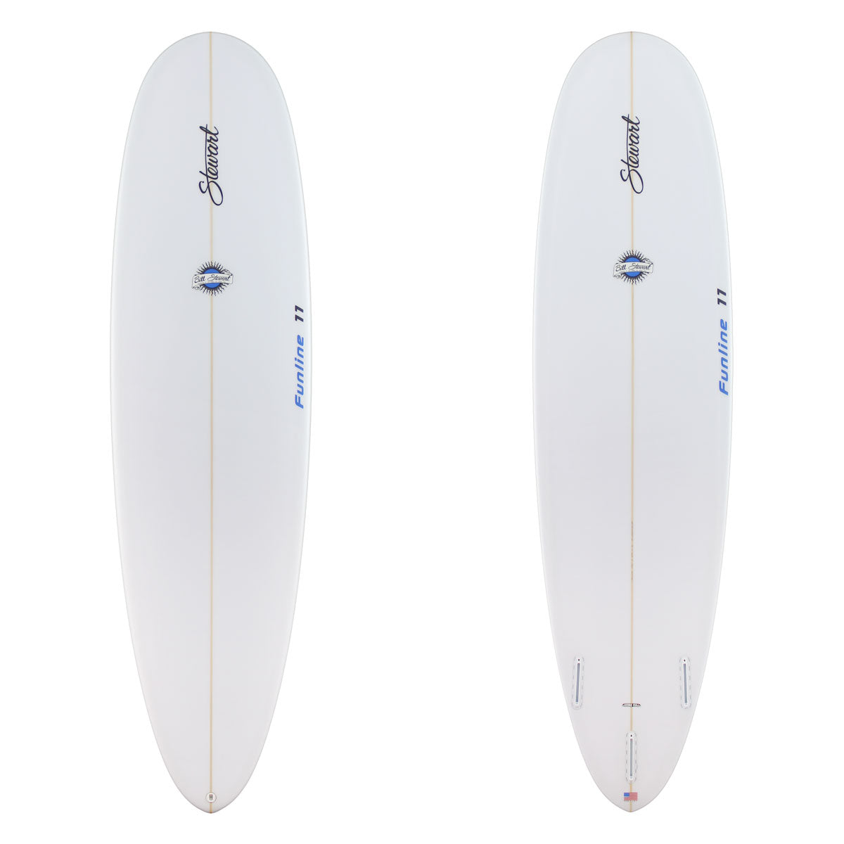 Stewart Mid-Length 7'0" Funline 11 (7'0", 22", 3") B#130103 clear and sanded only with blue logos