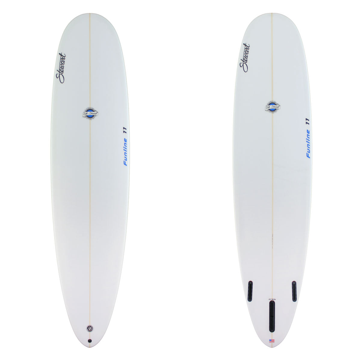 Stewart Mid-Length 8'0" Funline 11 (8'0", 23", 3") B#130134 clear and sanded only with blue logos