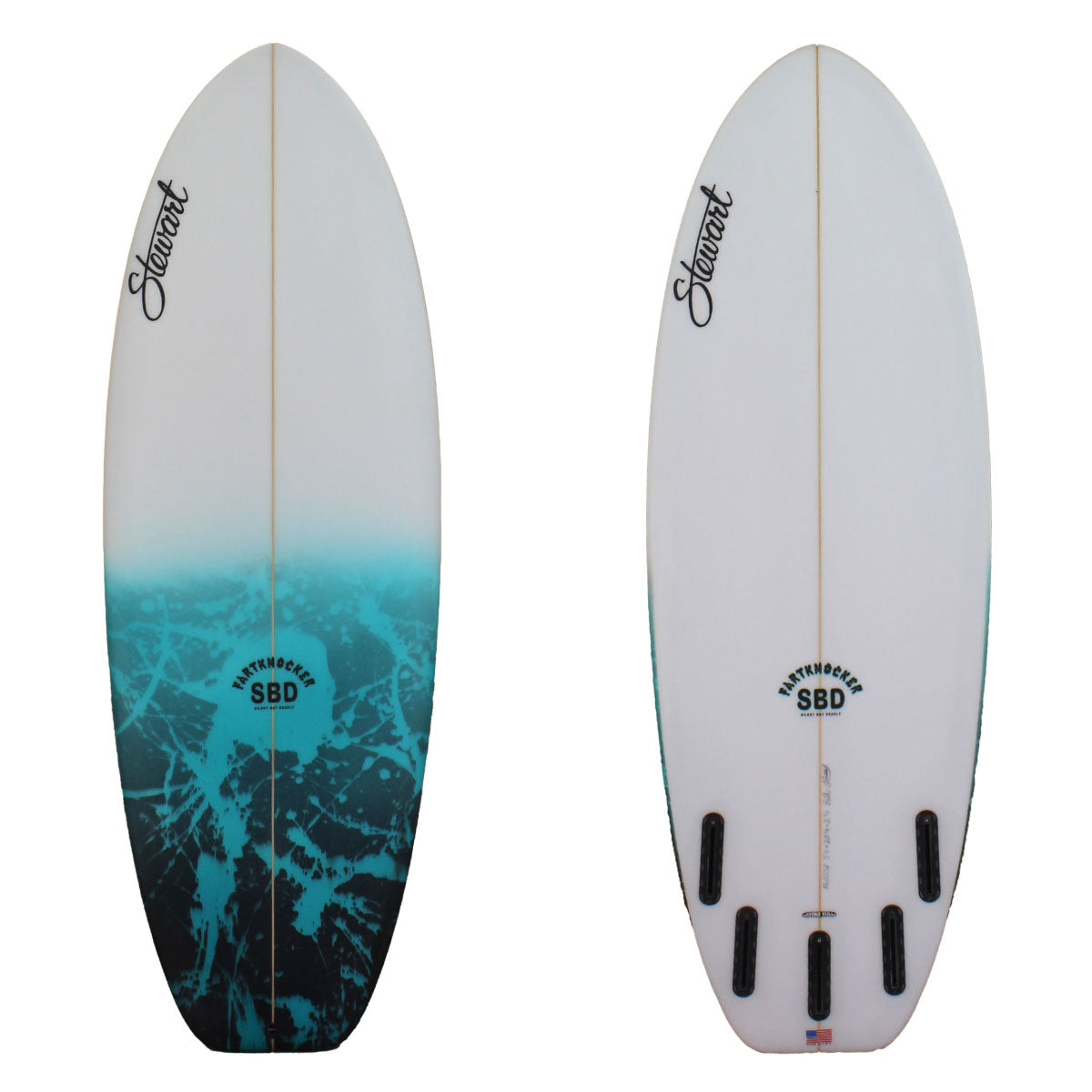 5'4" Fartknocker SBD (5'4", 20 1/4", 2 1/4") B#128336 with blue and black acid splash on deck 