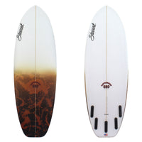 5'6" Fartknocker SBD (5'6", 20 1/2", 2 3/8") B#128341 with brown acid splash on the deck.  Sanded finish