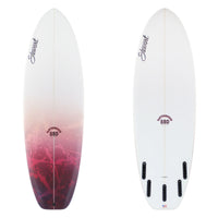 Stewart shortboard 5'8" Fartknocker SBD (5'8", 20 3/4", 2 3/8") B#129179 with a red acid splash on the deck tail
