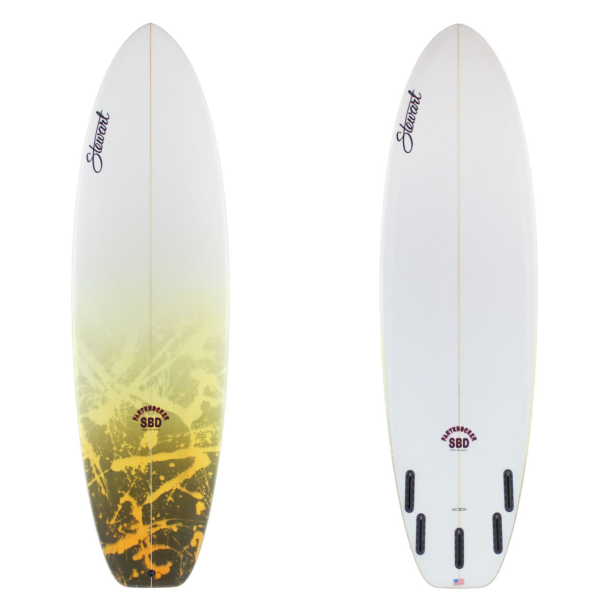Stewart Shortboard 6'6" Fartknocker SBD (6'6", 22", 2 7/8") B#129181with yello black and orage acid splash on the deck 