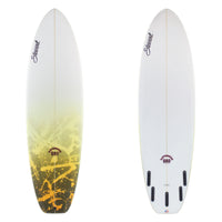 Stewart Shortboard 6'6" Fartknocker SBD (6'6", 22", 2 7/8") B#129181with yello black and orage acid splash on the deck 