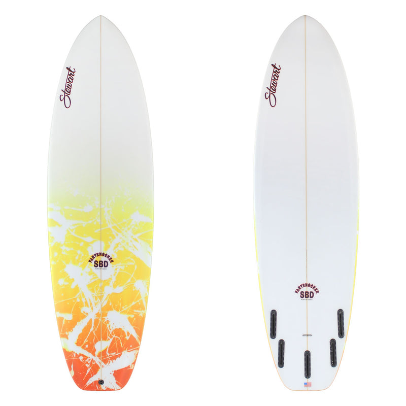 Stewart Shortboard 6'4" Fartknocker SBD (6'4", 21 3/4", 2 3/4") B#129613 with a yellow and orange acid splash tail dip