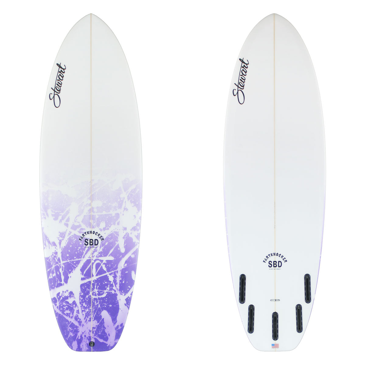 Stewart Shortboard 5'6" Fartknocker SBD (5'6", 20 1/2", 2 3/8") B#129918 with a purple acid splash on the deck