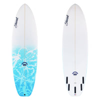 Stewart Shortboard Hybrid 6'4" Fartknocker SBD (6'4", 21 3/4", 2 3/4") B#130080 with a blue acid splash tail dip on the deck 