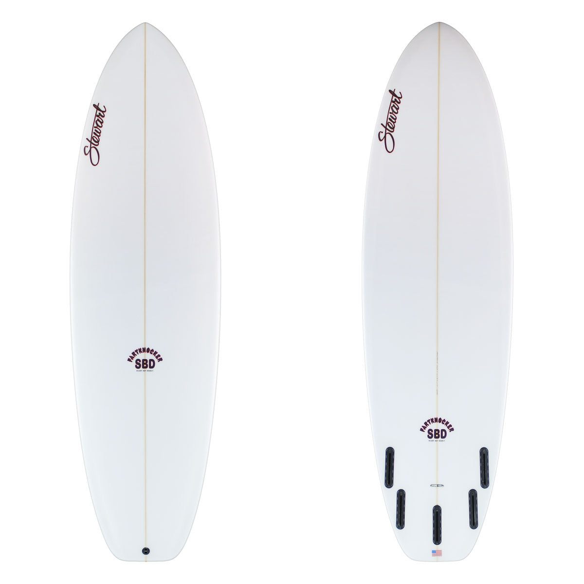 Stewart Shortboard Hybrid 6'4" Fartknocker SBD (6'4", 21 3/4", 2 3/4") B#130081 clear and sanded only with black and red logos