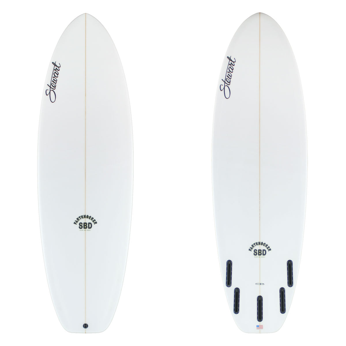 Stewart Shortboard 5'8" Fartknocker SBD (5'8", 20 3/4", 2 3/8") B#130206 Clear with black stewart logo and black and green fartknocker logo. sand only.