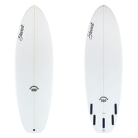 Stewart Shortboard 5'8" Fartknocker SBD (5'8", 20 3/4", 2 3/8") B#130206 Clear with black stewart logo and black and green fartknocker logo. sand only.
