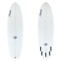 Stewart Shortboard 6'0" Fartknocker SBD (6'0", 21 1/4", 2 1/2") B#130208 All clear with black stewart logo and black & blue fartknocker logo.