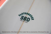 detail of the logo of a Stewart Fartknocker SBD alternative shortboard surfboard