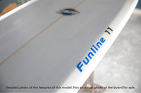 detail of the rail of a Funline 11 midlength funboard surfboard