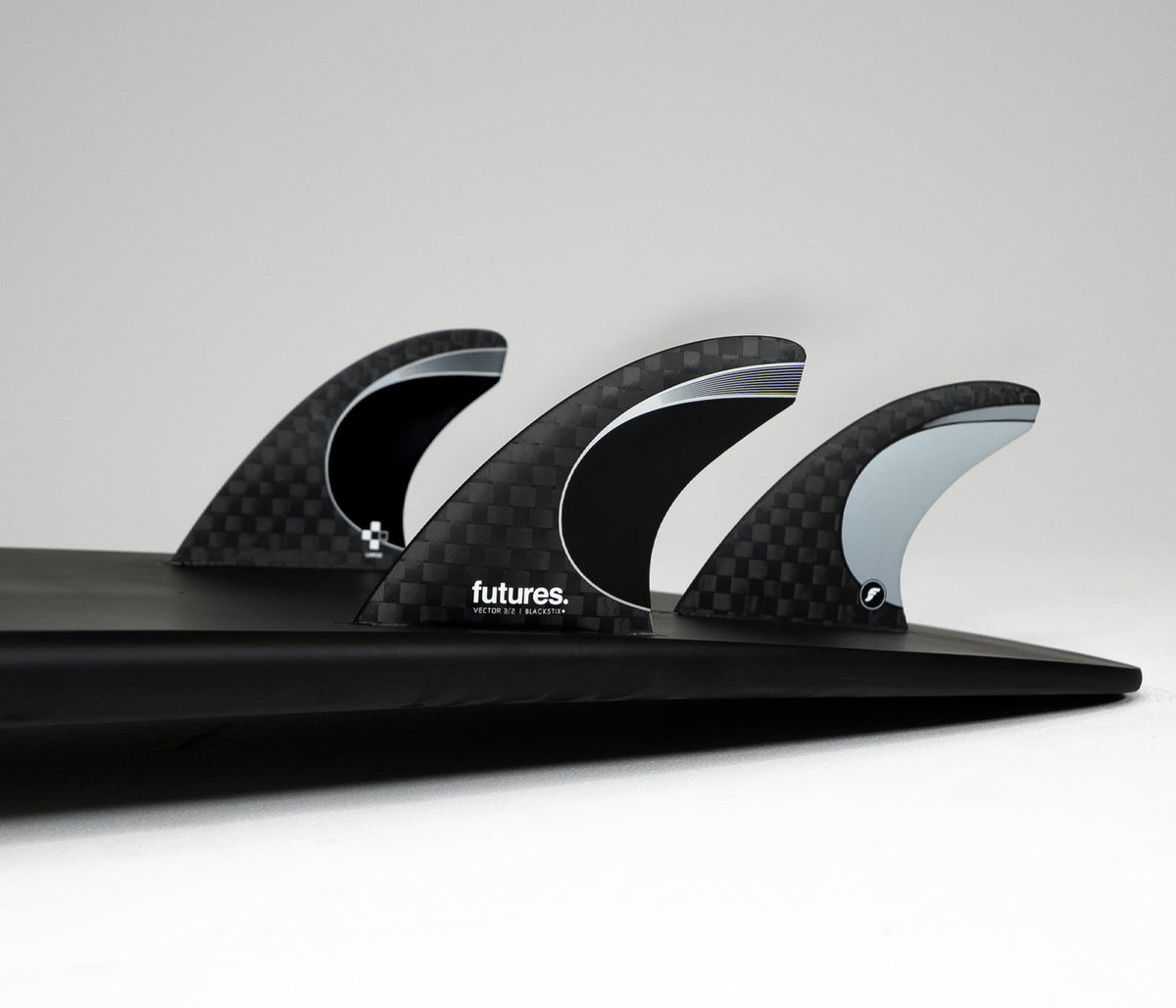 FUTURES FINS 3/2 LARGE BLACKSTIX THRUSTER SILVER