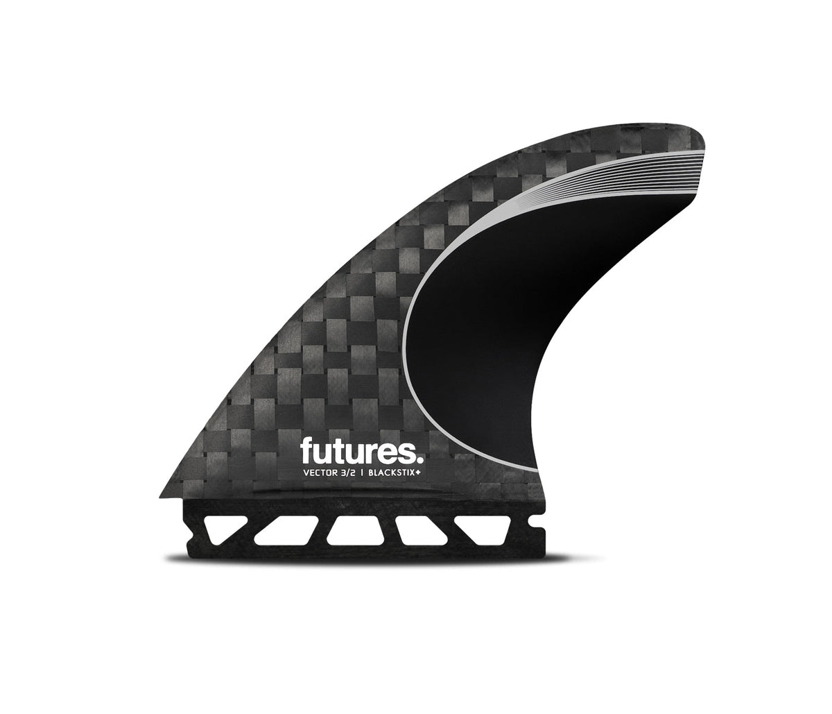 FUTURES FINS 3/2 LARGE BLACKSTIX THRUSTER SILVER
