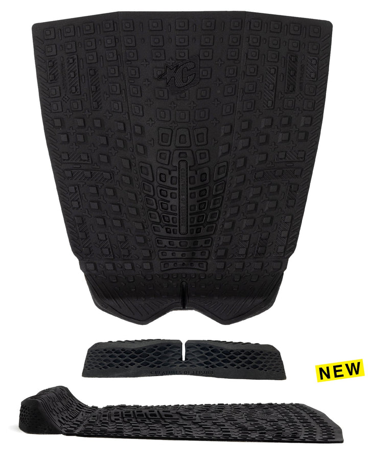 Black textured traction pad with black logo