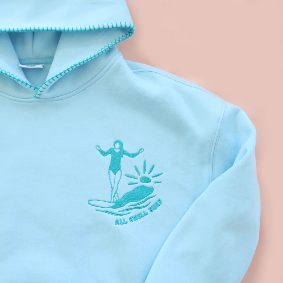 ALL SWELL SURF GOOD WAVES AHEAD EMBROIDERED HOODIE
