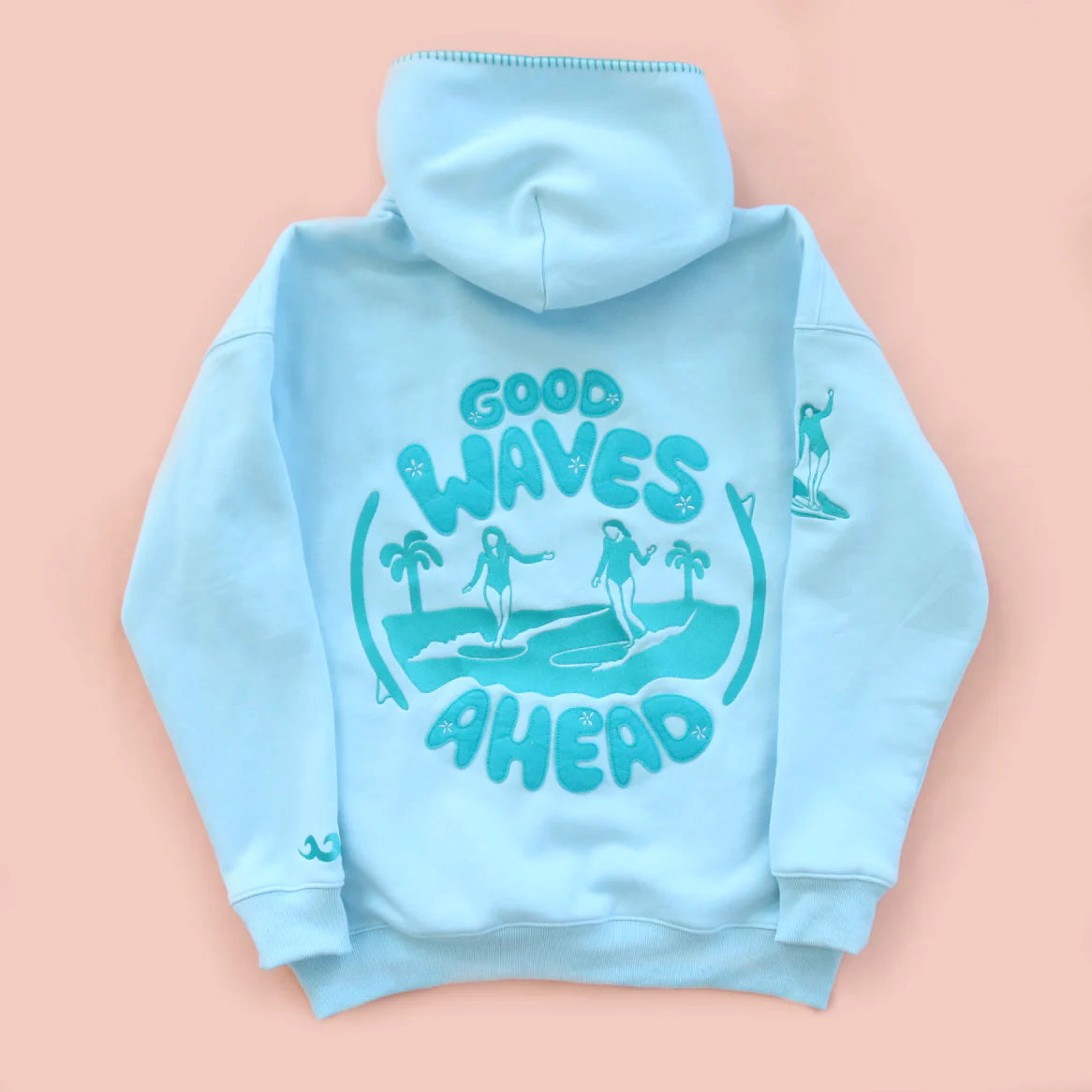 ALL SWELL SURF GOOD WAVES AHEAD EMBROIDERED HOODIE