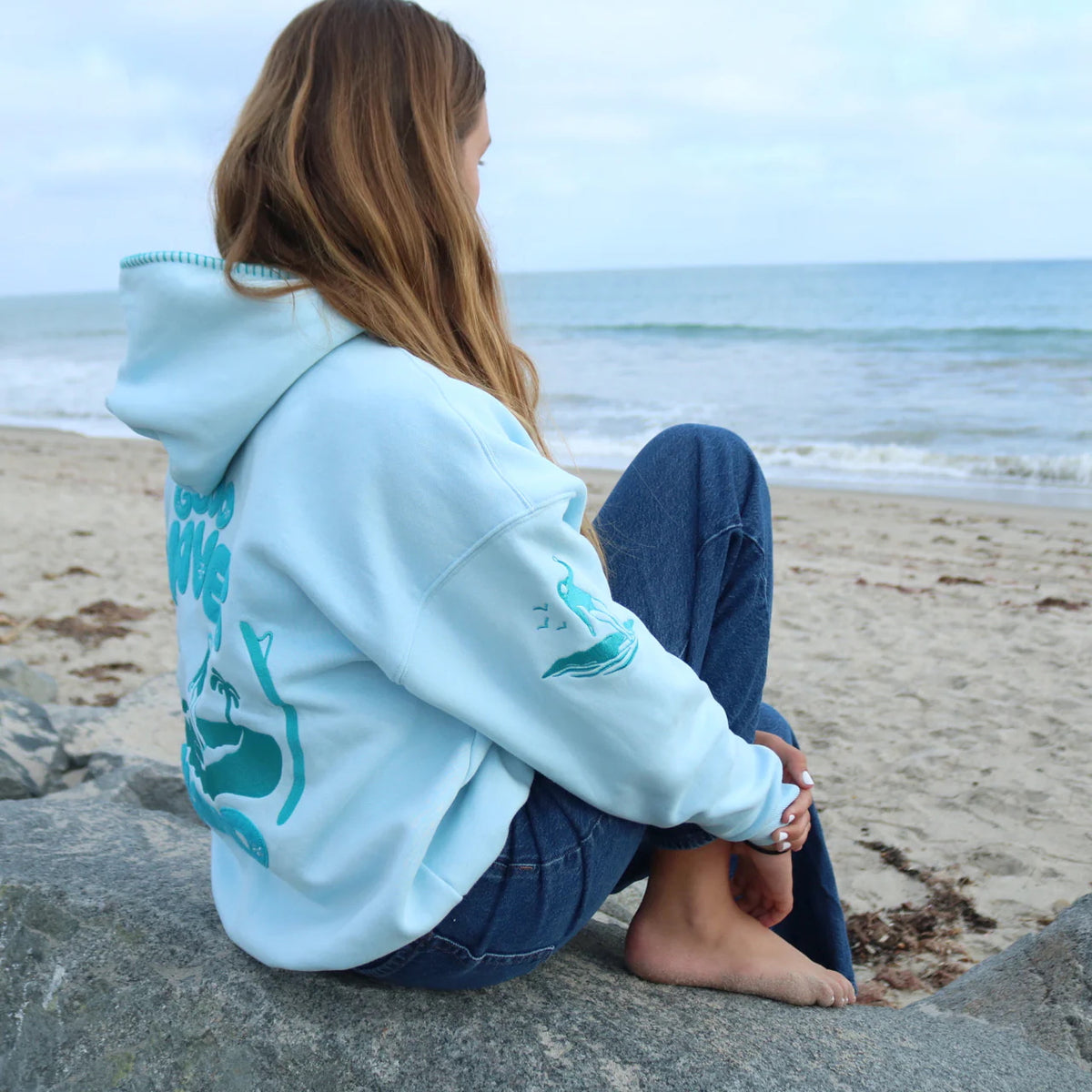 ALL SWELL SURF GOOD WAVES AHEAD EMBROIDERED HOODIE