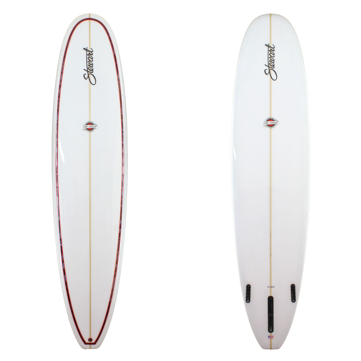 Stewart Longboard 9'0" Hydro Hull (9'0", 23", 3") B#128255 Polish & Gloss with red/black pinlines on the deck