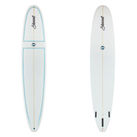 9'6" Hydro Hull (9'6", 23 1/4", 3 1/4") B#128496 Gloss & Polish that has blue and black pin lines on the deck